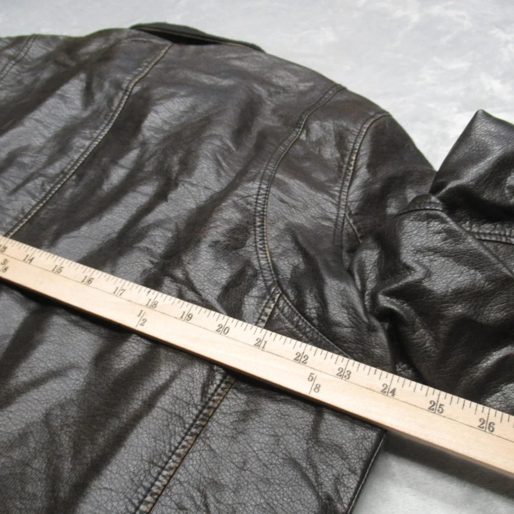 Levis Faux Leather Jacket Mens Large‎ Brown Sherpa Fleece Lined Full Zip Trucker - Picture 15 of 16